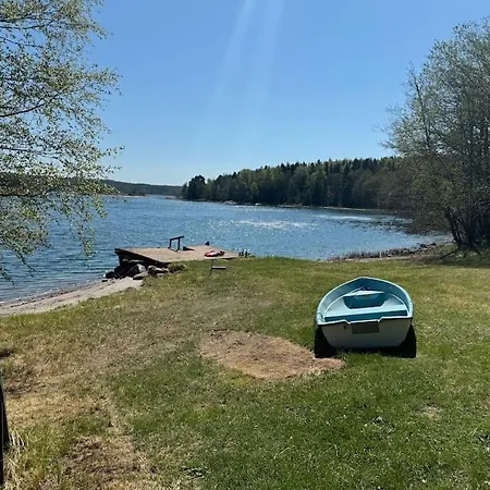 Alpstuga Majas Backe On A Island With Boat Hammarland